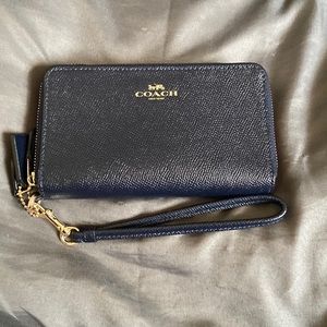 Navy Blue Coach Wallet/Wristlet